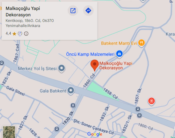 Malkocoglu Dekorasyon İletişim Harita Görseli